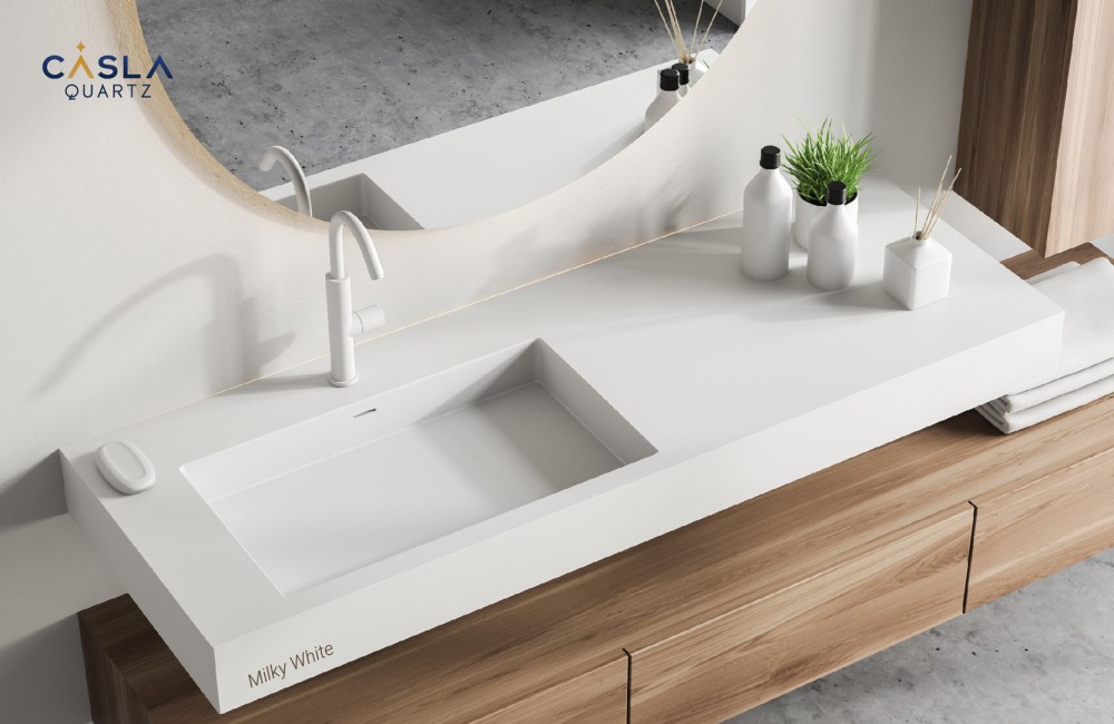 6 lý do nên chọn đá Caslaquartz làm đá mặt bàn bồn rửa mặt