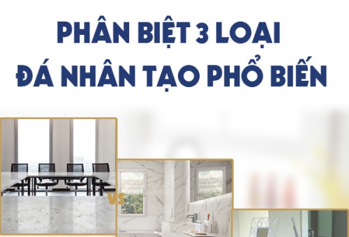 Phân biệt 3 loại đá nhân tạo phổ biến: Quartz, Marble và Solid Surface