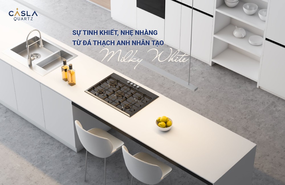 The purity and lightness of Milky White artificial quartz stone