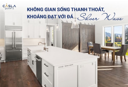 The serenity and spaciousness from Silver Wave artificial quartz stone